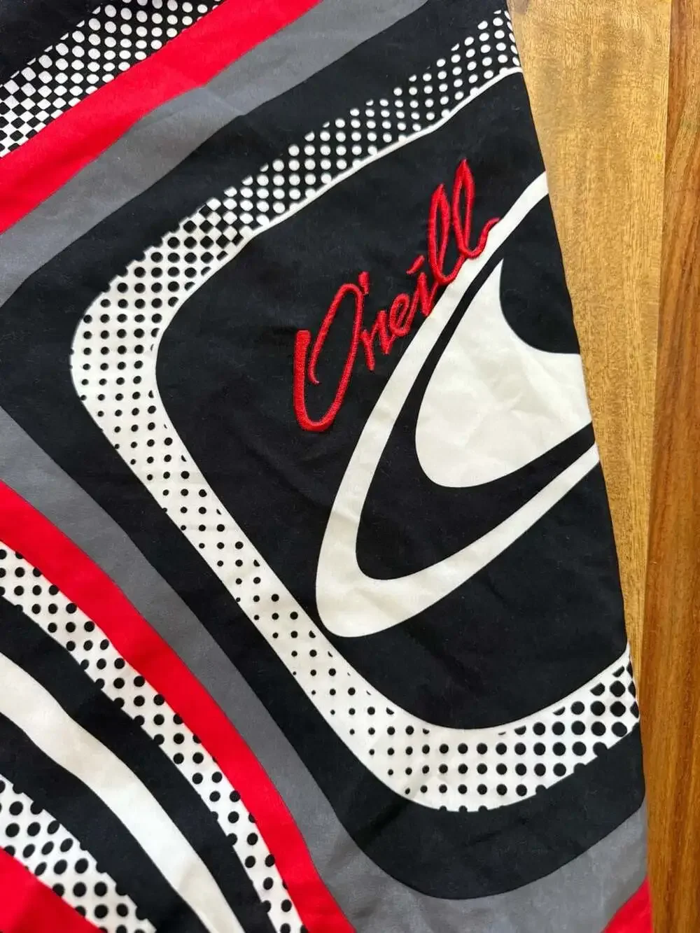 Y2K O'Neill Men's Black, Red, and White Board Shorts, Size 38